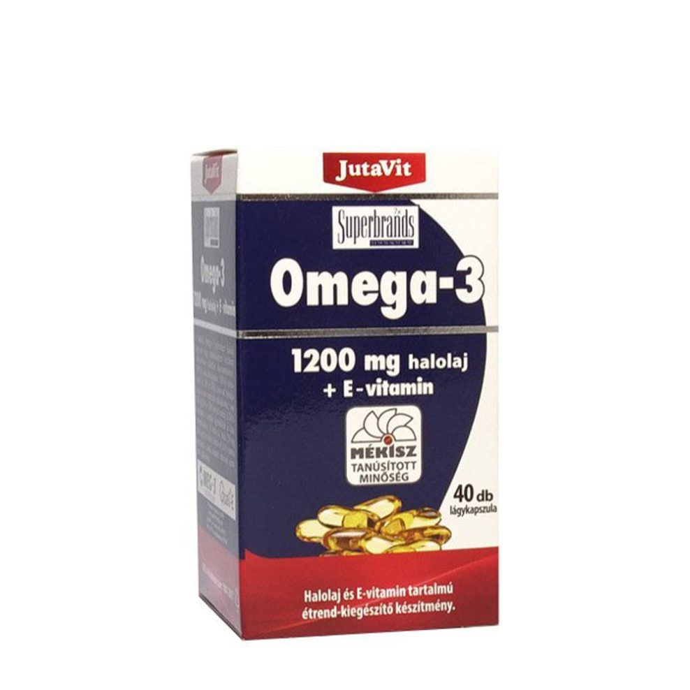 Halolaj 1200 mg, JutaVit Omega-3 Fish Oil 1200 mg, 40 lágykapszula