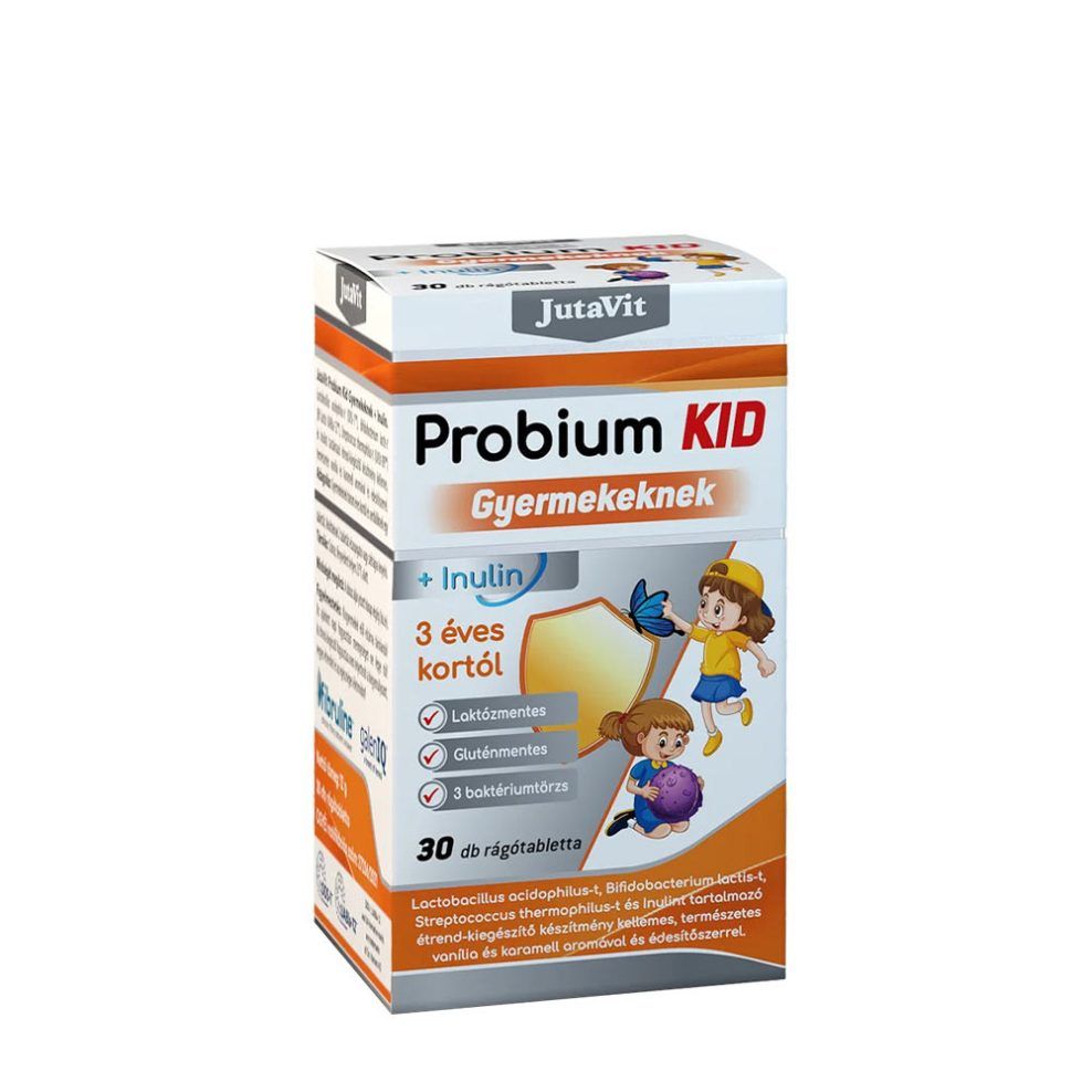 Gyermekprobiotikum inulinnal, JutaVit Probium Kid + Inulin, 30 rágótabletta