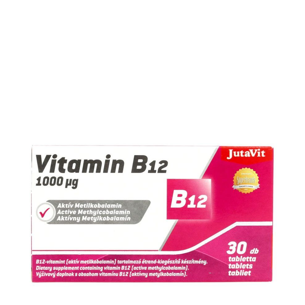 Aktív B12-vitamin metilkobalamin, JutaVit Vitamin B12 Active Methylcobalamin, 30 tabletta