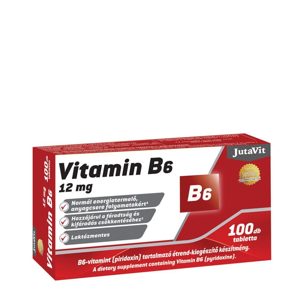 B6-vitamin 12 mg, JutaVit Vitamin B6 12 mg (Piridoxin), 100 tabletta