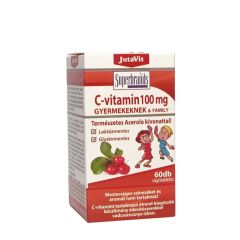 C-vitamin 100 mg acerola kivonattal gyermekeknek, JutaVit Vitamin C 100 mg with Natural Acerola Extract For Kids, 60 rágótabletta, vadcseresznye íz