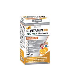 C-vitamin 200 mg D3-vitaminnal gyermekeknek, JutaVit Vitamin C 200 mg + D3 Kid Chewables, 100 rágótabletta, narancs íz