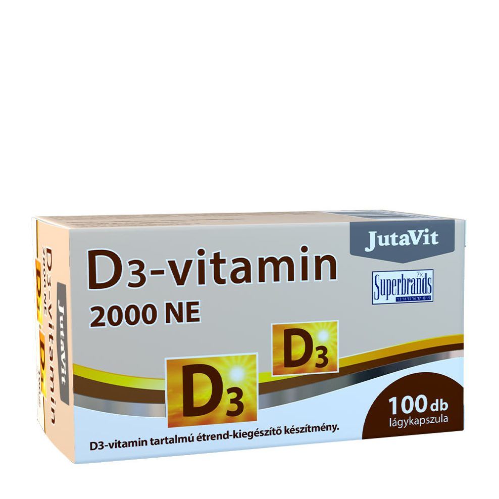 D3-vitamin 2000 NE, JutaVit Vitamin D3 2000 IU (50 mcg), 100 lágykapszula