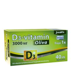 D3-vitamin 3000 NE olívaolajjal, JutaVit Vitamin D3 3000 IU (Olive), 40 lágykapszula