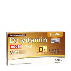 D3-vitamin 4000 NE forte, JutaVit Vitamin D3 4000 IU Forte tablet, 100 tabletta
