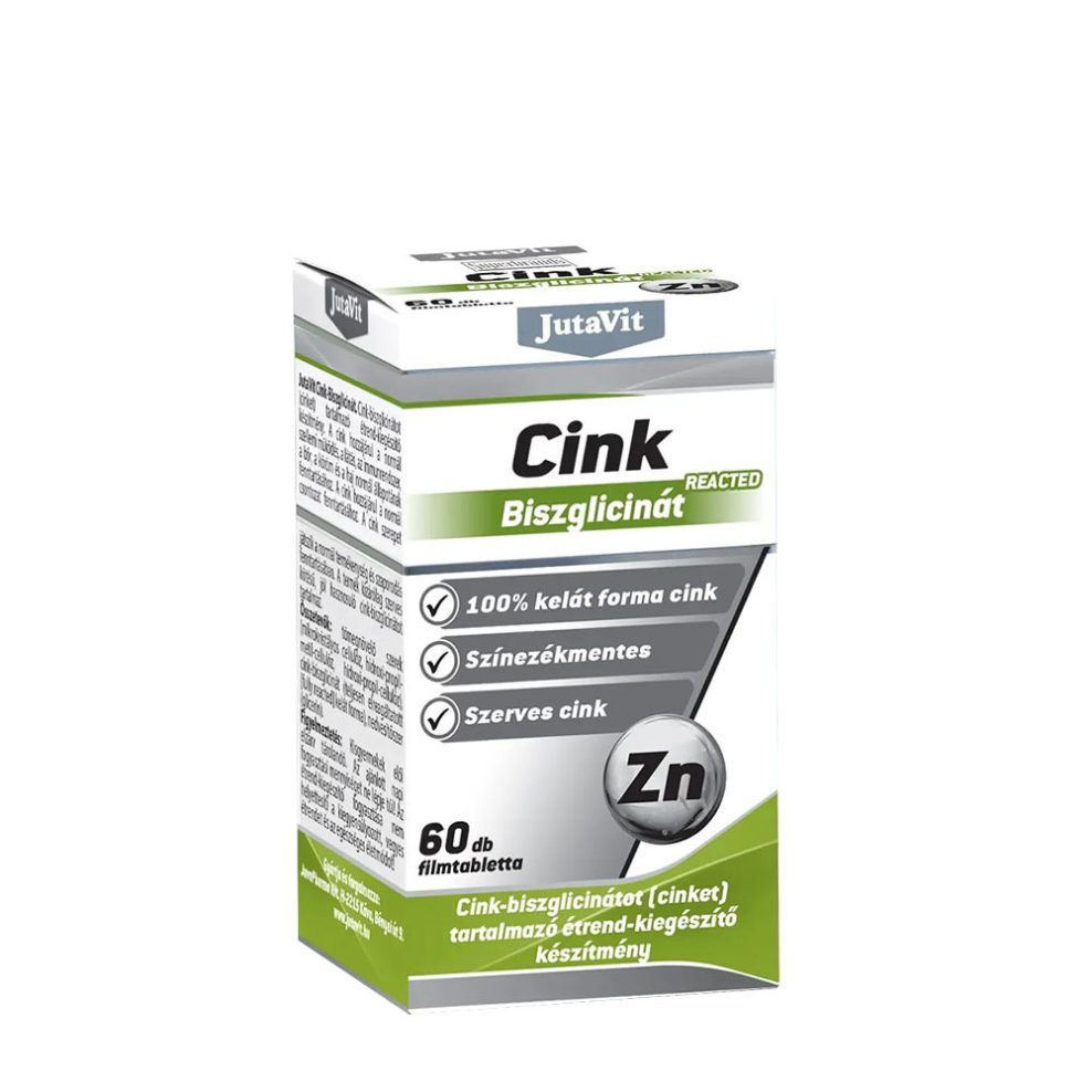Cink-biszglicinát, JutaVit Zinc Bisglycinate, 60 tabletta