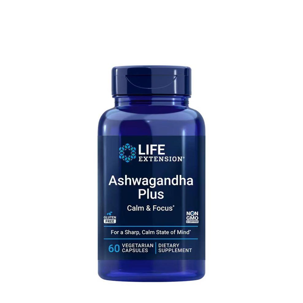 Ashwagandha kivonat nyugalomért és fókuszért, Life Extension Ashwagandha Plus Calm & Focus, 60 kapszula