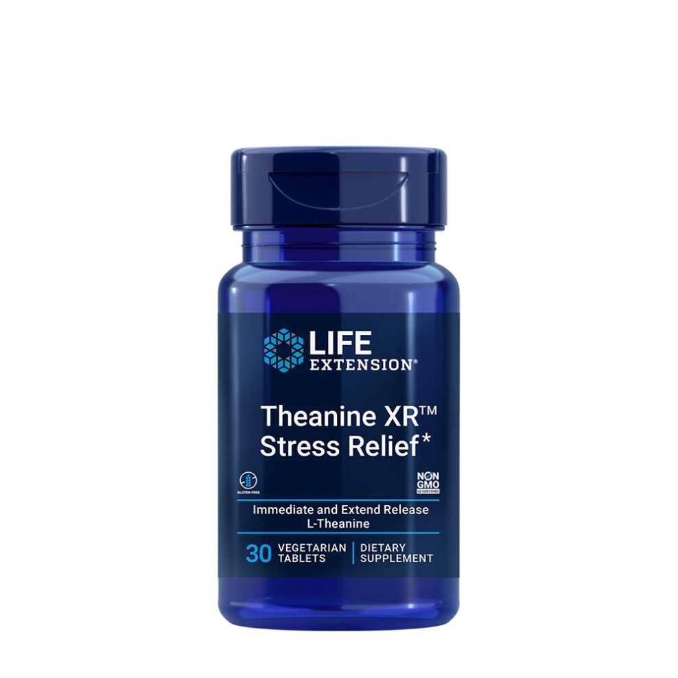L-teanin, Life Extension Theanine XR™ Stress Relief, 30 tabletta