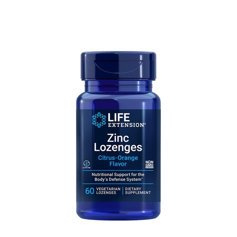 Citrusos-citromos cinkpasztilla, Life Extension Zinc Lozenges (Citrus-Orange Flavor), 60 szopogató tabletta