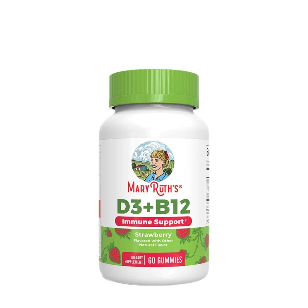 D3-vitamin és B12-vitamin gumivitamin, MaryRuth's D3 + B12 Gummies, 60 gumicukor, eper íz