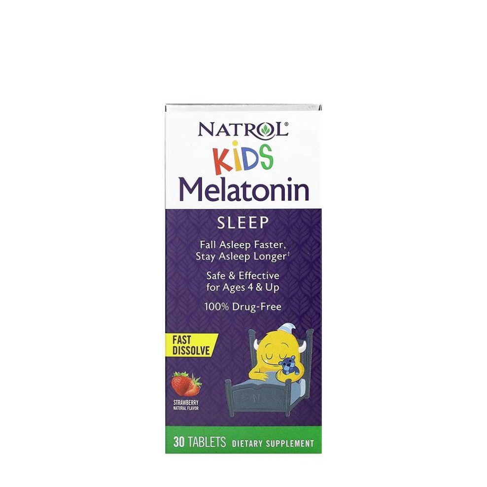 Melatonin gyermekeknek, Natrol Kids Melatonin, 30 tabletta, eper íz