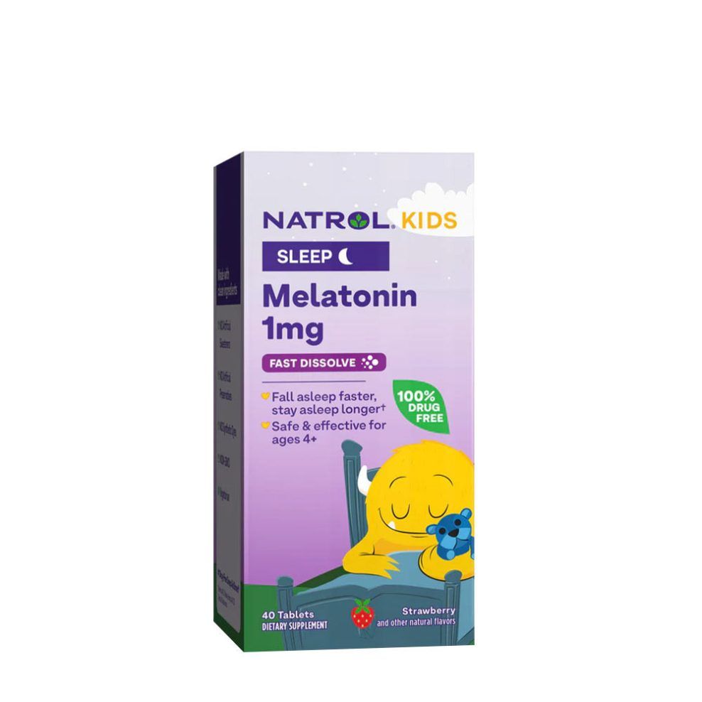 Melatonin gyermekeknek, Natrol Kids Melatonin, 40 tabletta, eper íz