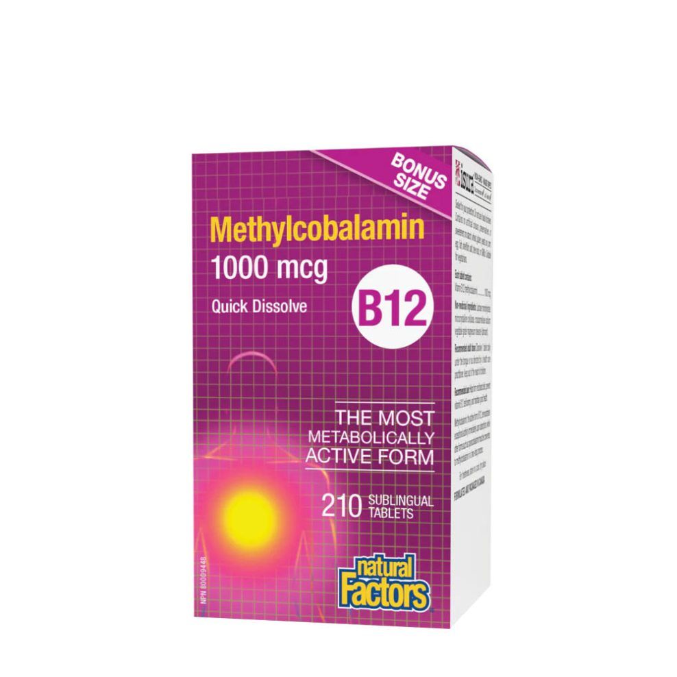 B12-vitamin metilkobalamin 1000 mcg, Natural Factors B12 Methylcobalamin 1,000 mcg, 210 tabletta