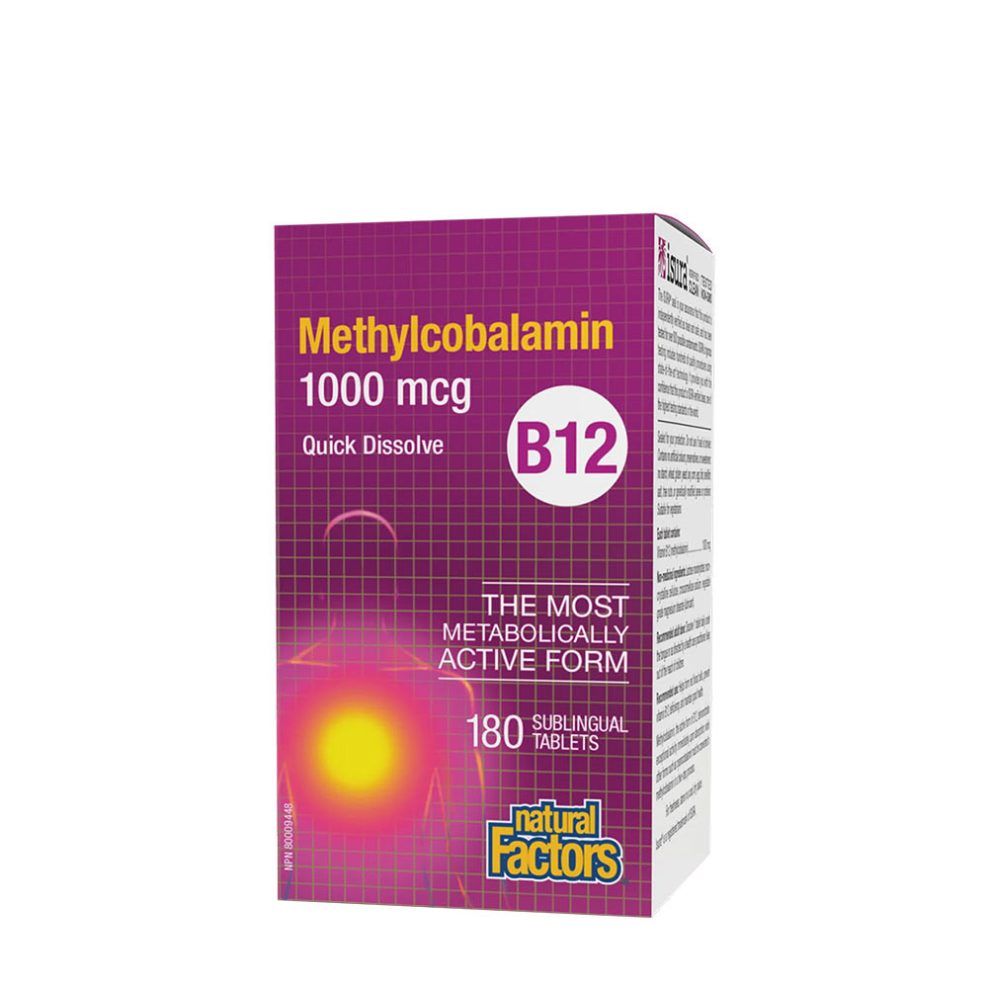 B12-vitamin metilkobalamin 1000 mcg, Natural Factors B12 Methylcobalamin 1000 mcg, 180 tabletta