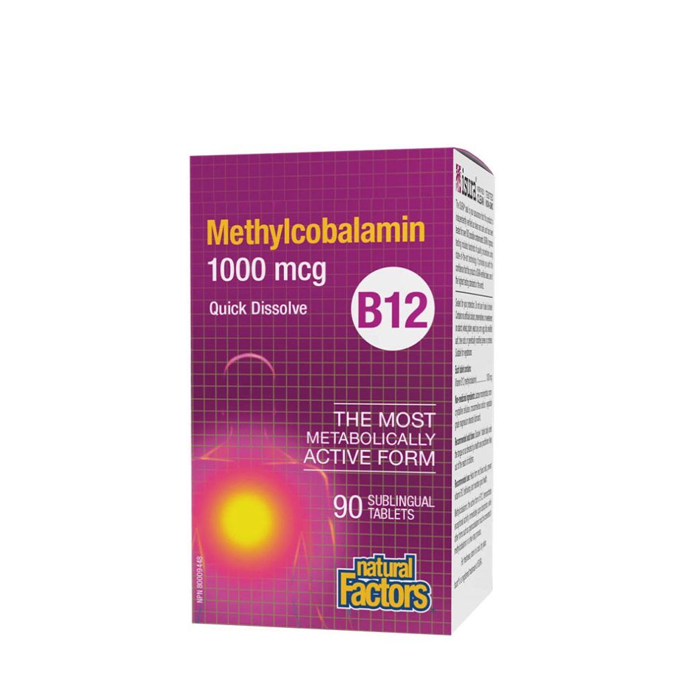B12-vitamin metilkobalamin 1000 mcg, Natural Factors B12 Methylcobalamin 1000 mcg, 90 tabletta