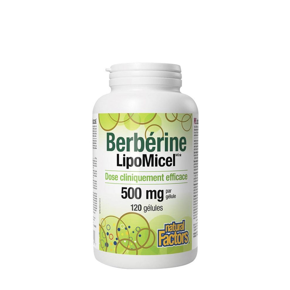Berberin, Natural Factors Berberine LipoMicel Matrix, 120 lágykapszula