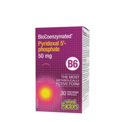 Aktív B6-vitamin P-5-P 50 mg, Natural Factors BioCoenzymated Pyridoxal 5-Phosphate B6 50 MG, 30 kapszula