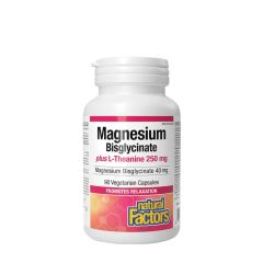 Magnézium-biszglicinát L-teaninnal 250 mg, Natural Factors Magnesium Bisglycinate 100 plus L-Theanine 250 mg, 90 kapszula