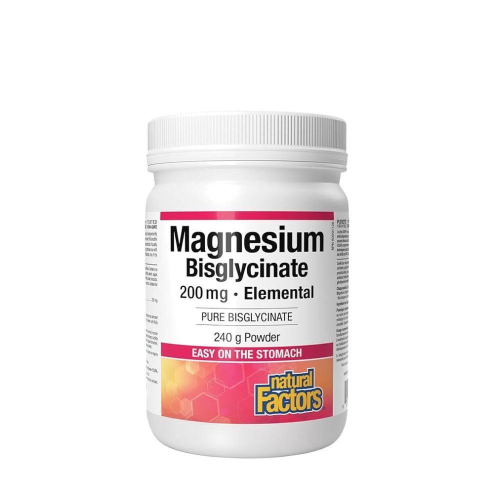 Magnézium-biszglicinát 200 mg, Natural Factors Magnesium Bisglycinate Pure 200 mg, 240 g