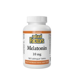 Melatonin 10 mg, Natural Factors Melatonin 10 mg, 180 tabletta, borsmenta íz