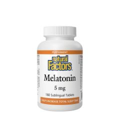 Melatonin 5 mg, Natural Factors Melatonin 5 mg, 180 tabletta, borsmenta íz