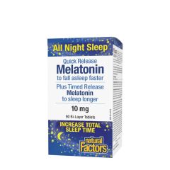 Gyors és elnyújtott felszívódású melatonin 10 mg, Natural Factors Melatonin Quick Release Plus Timed Release 10 mg, 90 tabletta