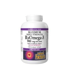 Omega-3 halolaj D3-vitaminnal 900 mg, Natural Factors RxOmega-3 with Vitamin D3 Maximum Triple Strength 900 mg, 150 lágykapszula