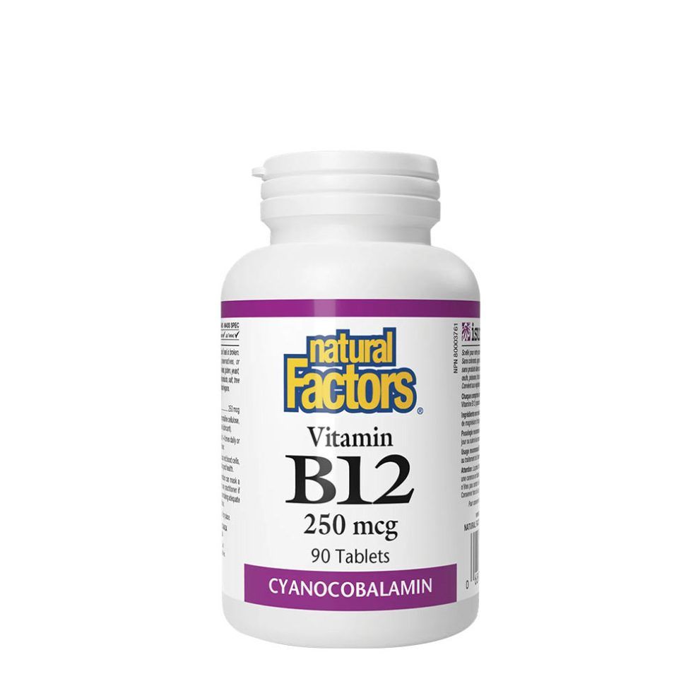 B12-vitamin 250 µg, Natural Factors Vitamin B12 250 mcg, 90 tabletta