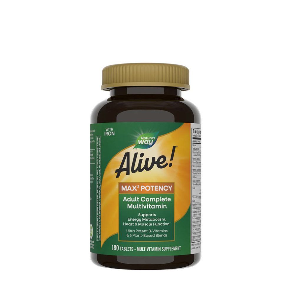 Nagy dózisú multivitamin, Nature's Way Alive!® Max3 Potency Multivitamin, 180 tabletta