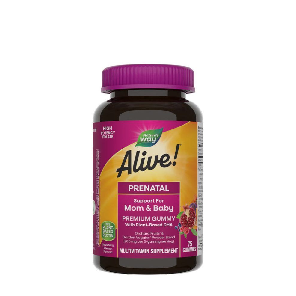 Várandósvitamin gumivitamin, Nature's Way Alive!® Premium Prenatal Gummies, 75 gumicukor, eper-citrom íz