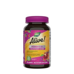 50 év feletti női multivitamin gumivitamin, Nature's Way Alive!® Women's 50+ Gummy Multivitamin, 60 gumicukor, vegyes bogyós gyümölcs íz