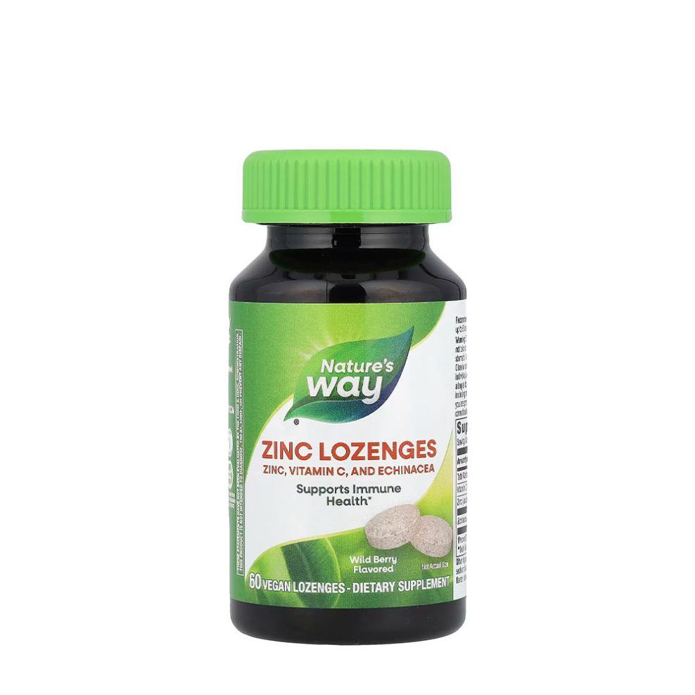 Cink szopogatótabletta, Nature's Way Zinc Lozenges, 60 szopogató tabletta, erdei bogyós gyümölcs íz