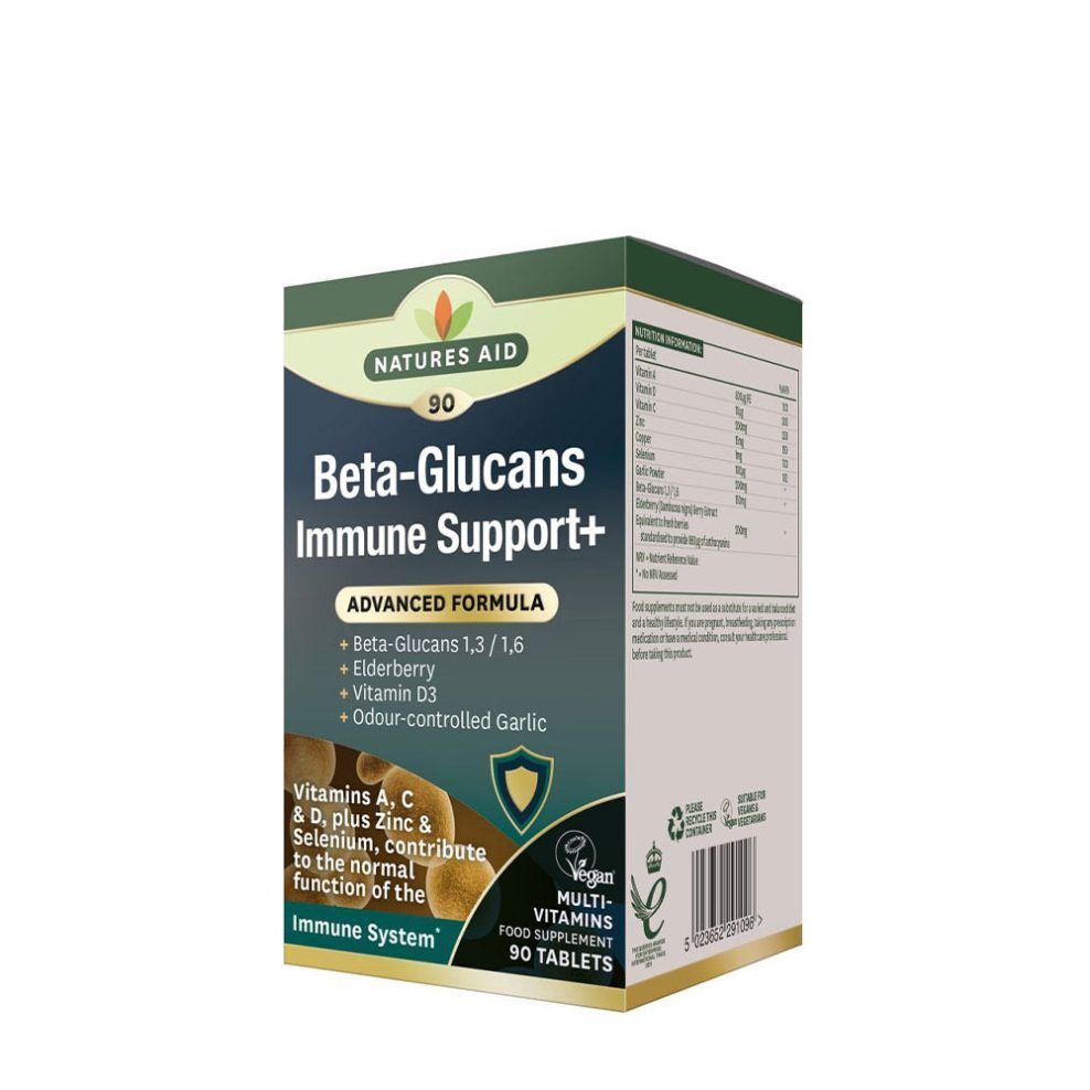 Béta-glükán, Natures Aid Beta-Glucans Immune Support+, 90 tabletta