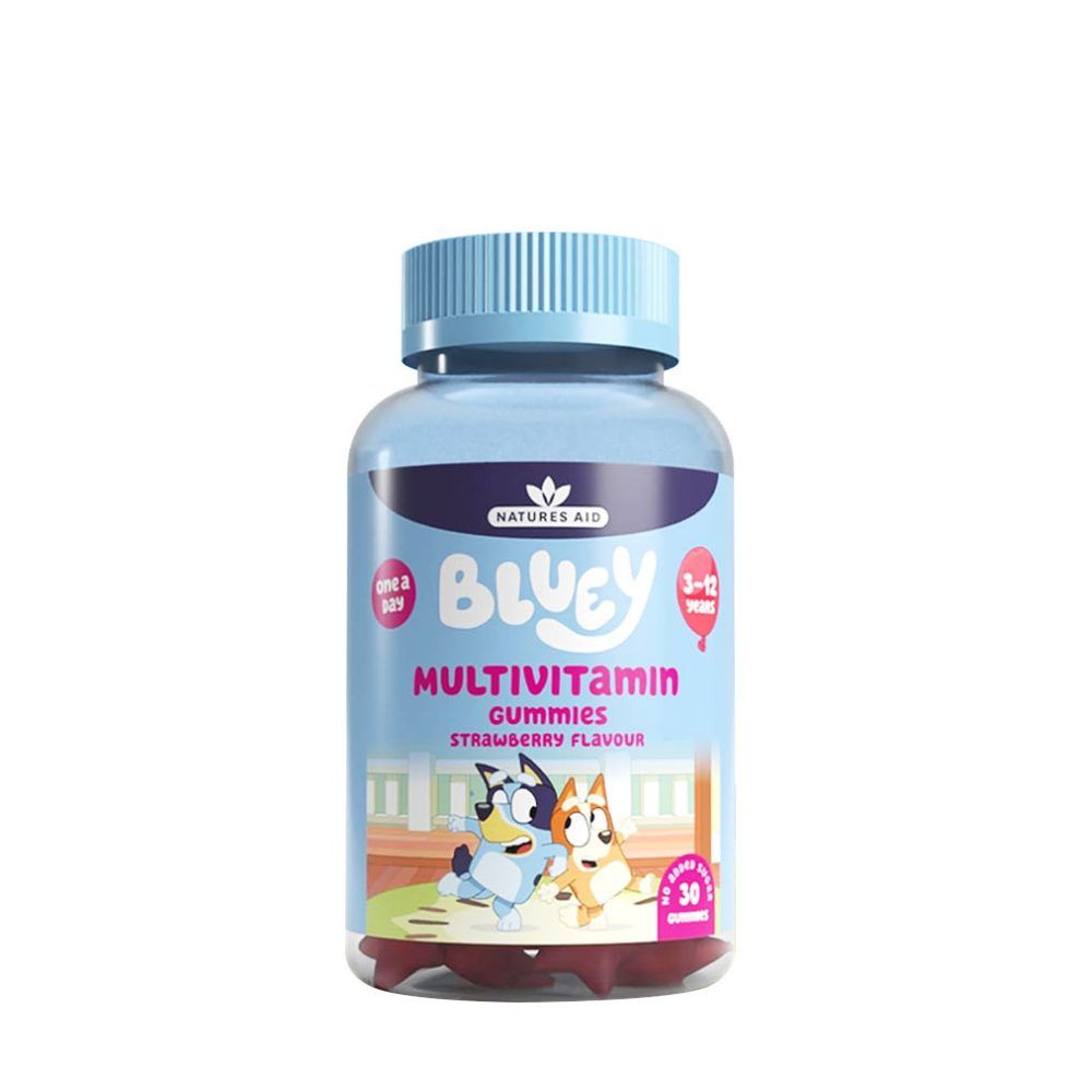 Multivitamin gumivitamin, Natures Aid Bluey Multivitamin Gummies, 30 gumicukor, eper íz
