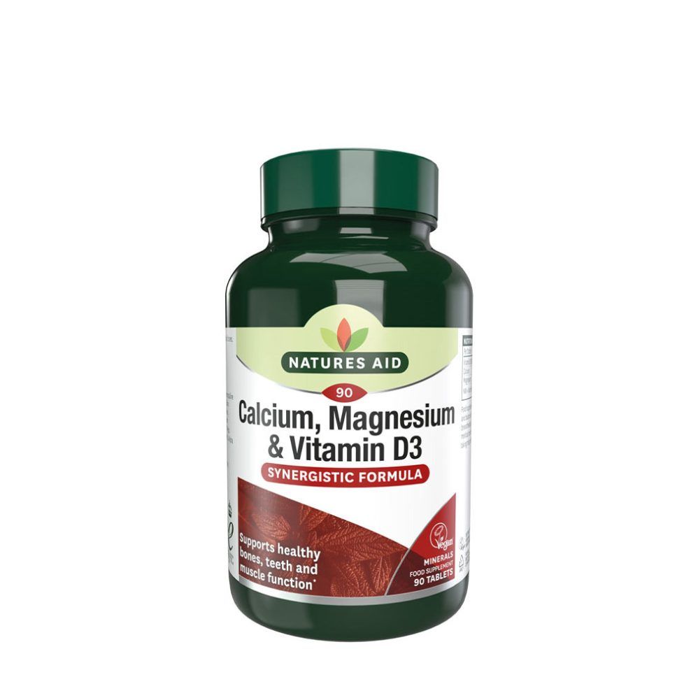 Kalcium, magnézium és D3-vitamin, Natures Aid Calcium, Magnesium + Vitamin D3, 90 tabletta