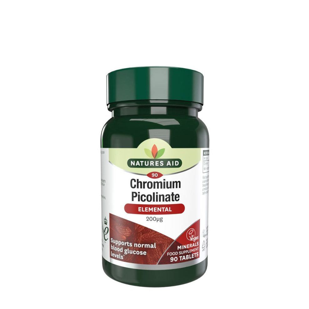 Króm-pikolinát 200 µg, Natures Aid Chromium Picolinate 200 mcg, 90 tabletta