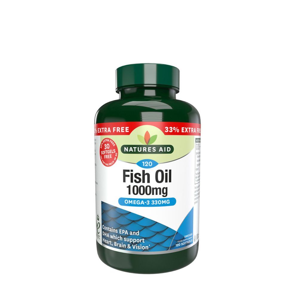 Halolaj 1000 mg, Natures Aid Fish Oil 1000mg, 120 lágykapszula