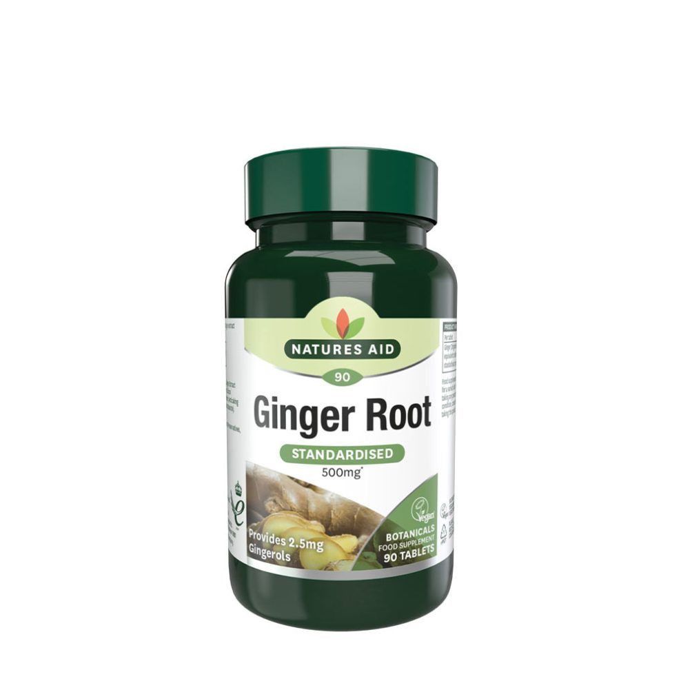 Standardizált gyömbérgyökér 500 mg, Natures Aid Ginger Root Standardised 500 mg, 90 tabletta