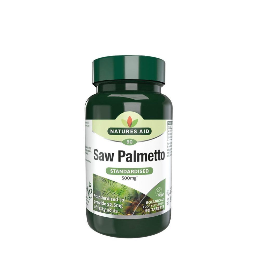 Fűrészpálma-kivonat 500 mg, Natures Aid Saw Palmetto Standardised 500 mg, 90 tabletta