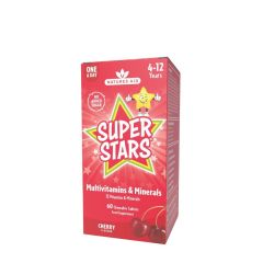Gyermek multivitamin, Natures Aid Super Stars Multivitamin, 60 rágótabletta, cseresznye íz