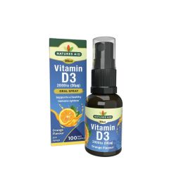 D3-vitamin narancs ízű spray, Natures Aid Vitamin D3 Daily Oral Spray, 30 ml, narancs íz