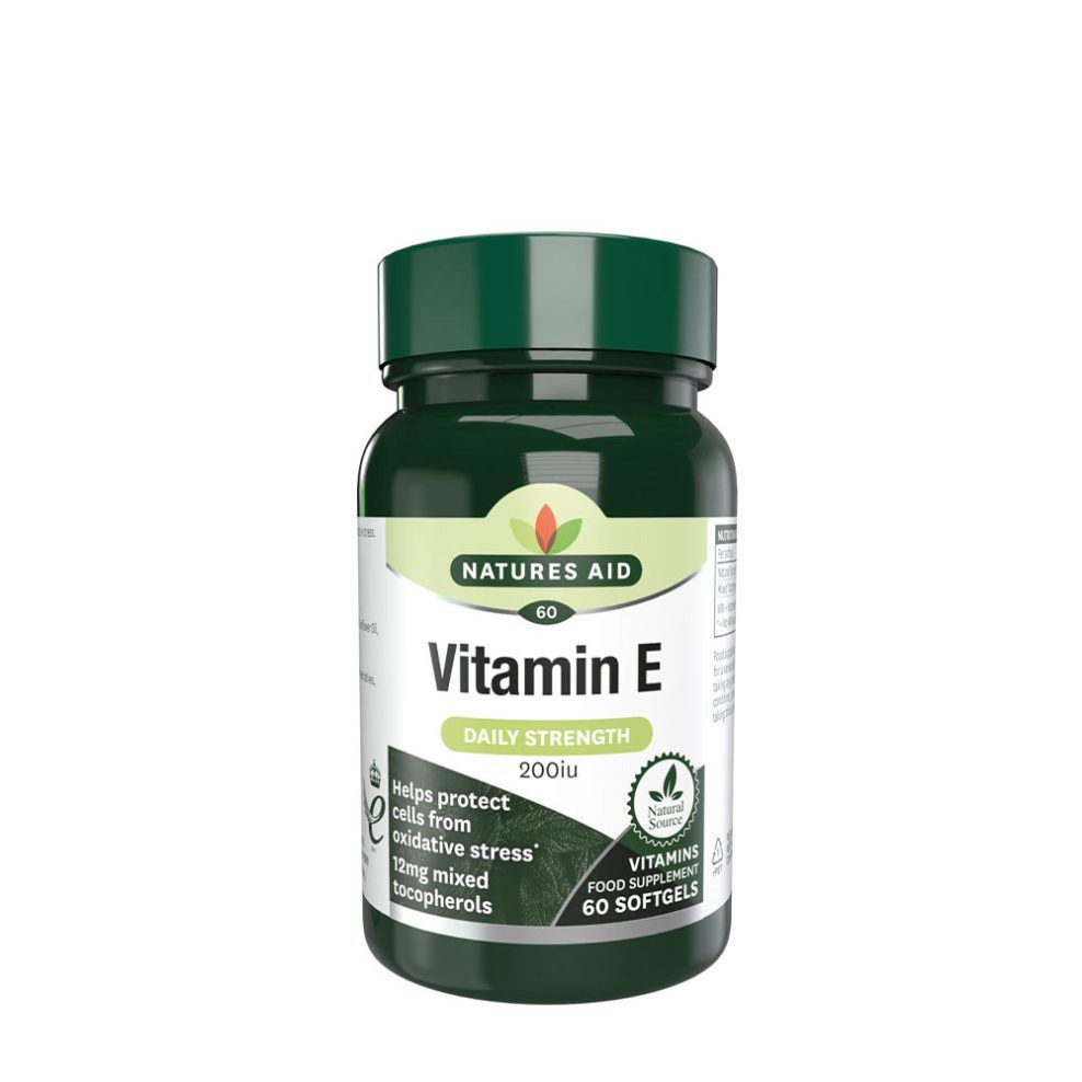 E-vitamin 200 NE, Natures Aid Vitamin E 200 IU, 60 lágykapszula