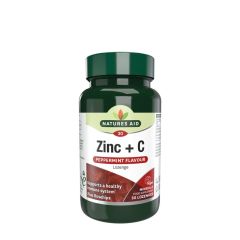 Cink és C-vitamin pasztilla, Natures Aid Zinc + C Lozenge - Peppermint Flavour, 30 szopogató tabletta
