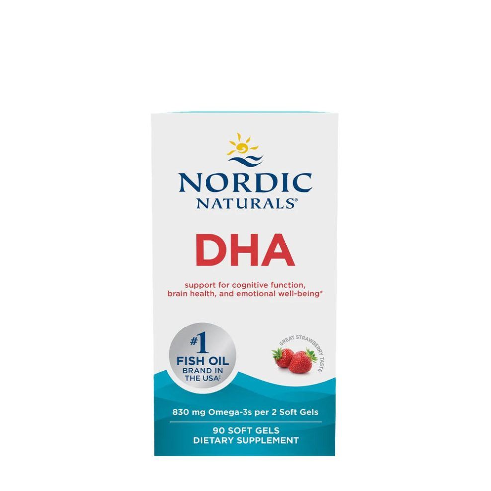 DHA omega-3 halolaj, Nordic Naturals DHA, 90 lágykapszula, eper íz