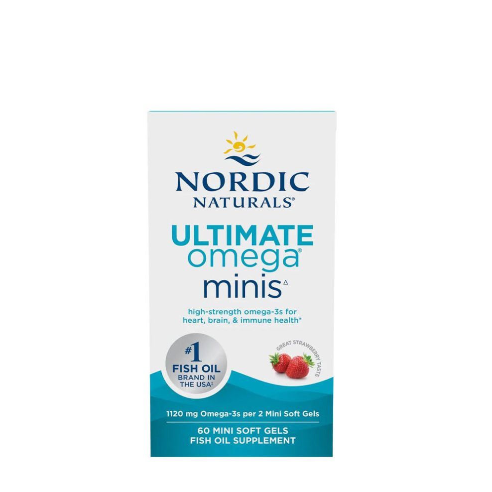 Omega-3 zsírsavak, Nordic Naturals Ultimate Omega Minis, 60 lágykapszula, eper íz