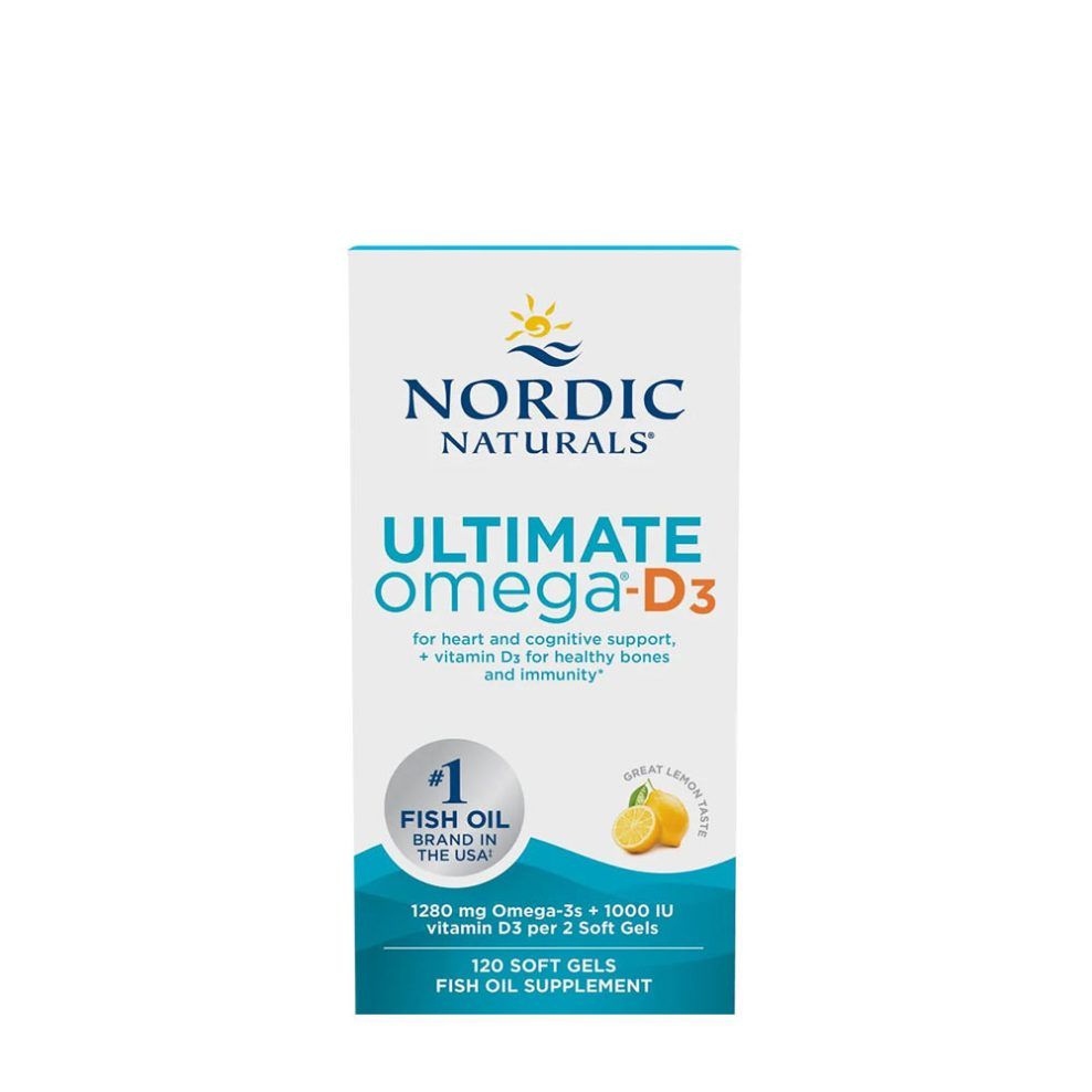 Omega-3 zsírsavak D3-vitaminnal, Nordic Naturals Ultimate Omega-D3, 120 lágykapszula, citrom íz