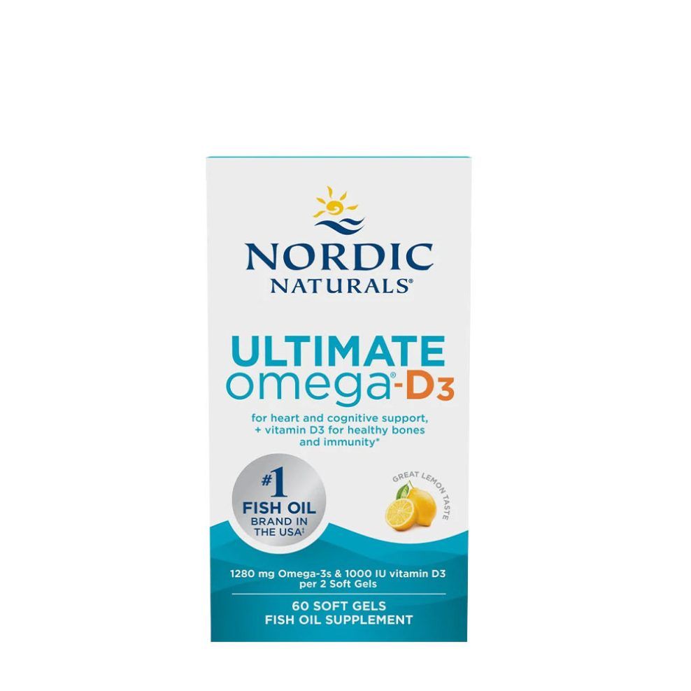 Omega-3 zsírsavak D3-vitaminnal, Nordic Naturals Ultimate Omega-D3, 60 lágykapszula, citrom íz