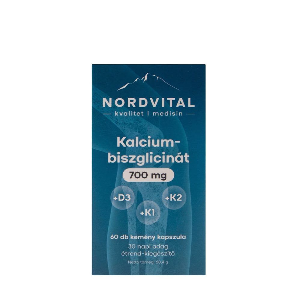 Kalcium-biszglicinát 700 mg, Nordvital Calcium Bisglycinate 700mg, 60 kapszula