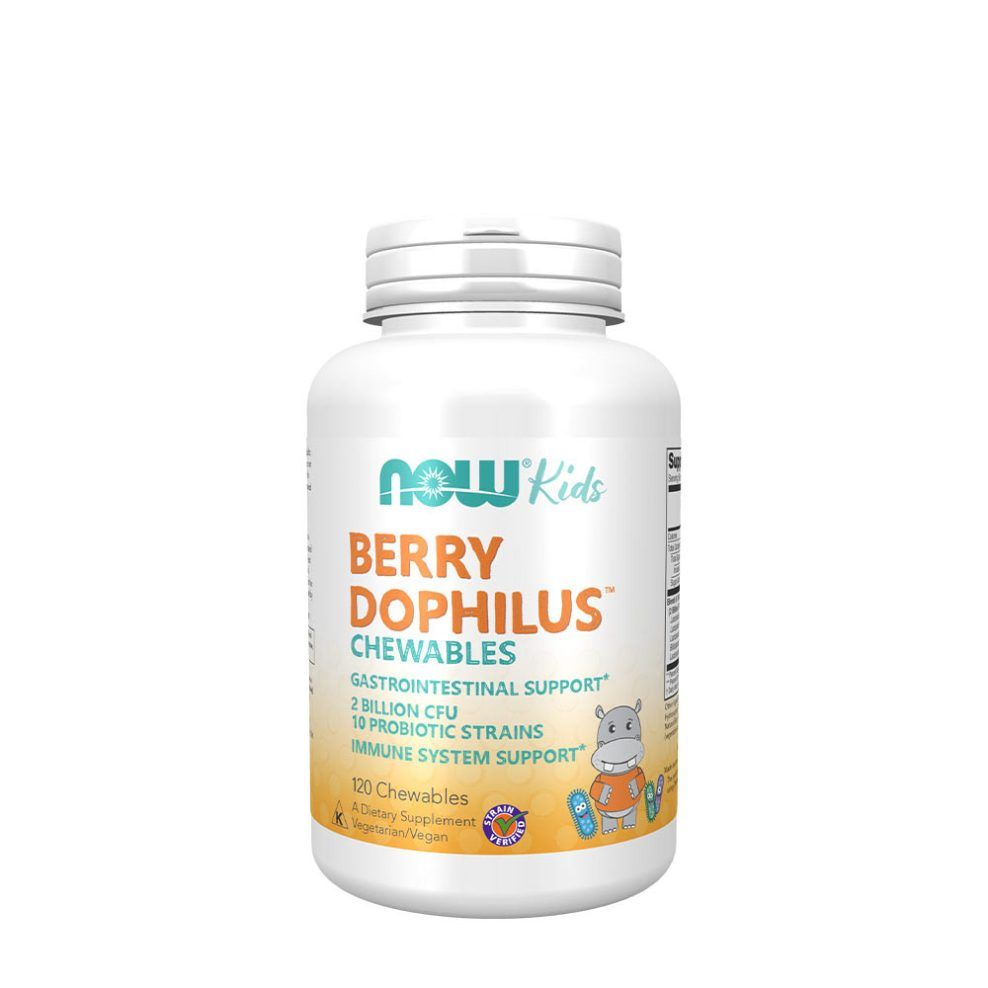 Gyümölcsízű probiotikum, Now Foods BerryDophilus™, 120 rágótabletta