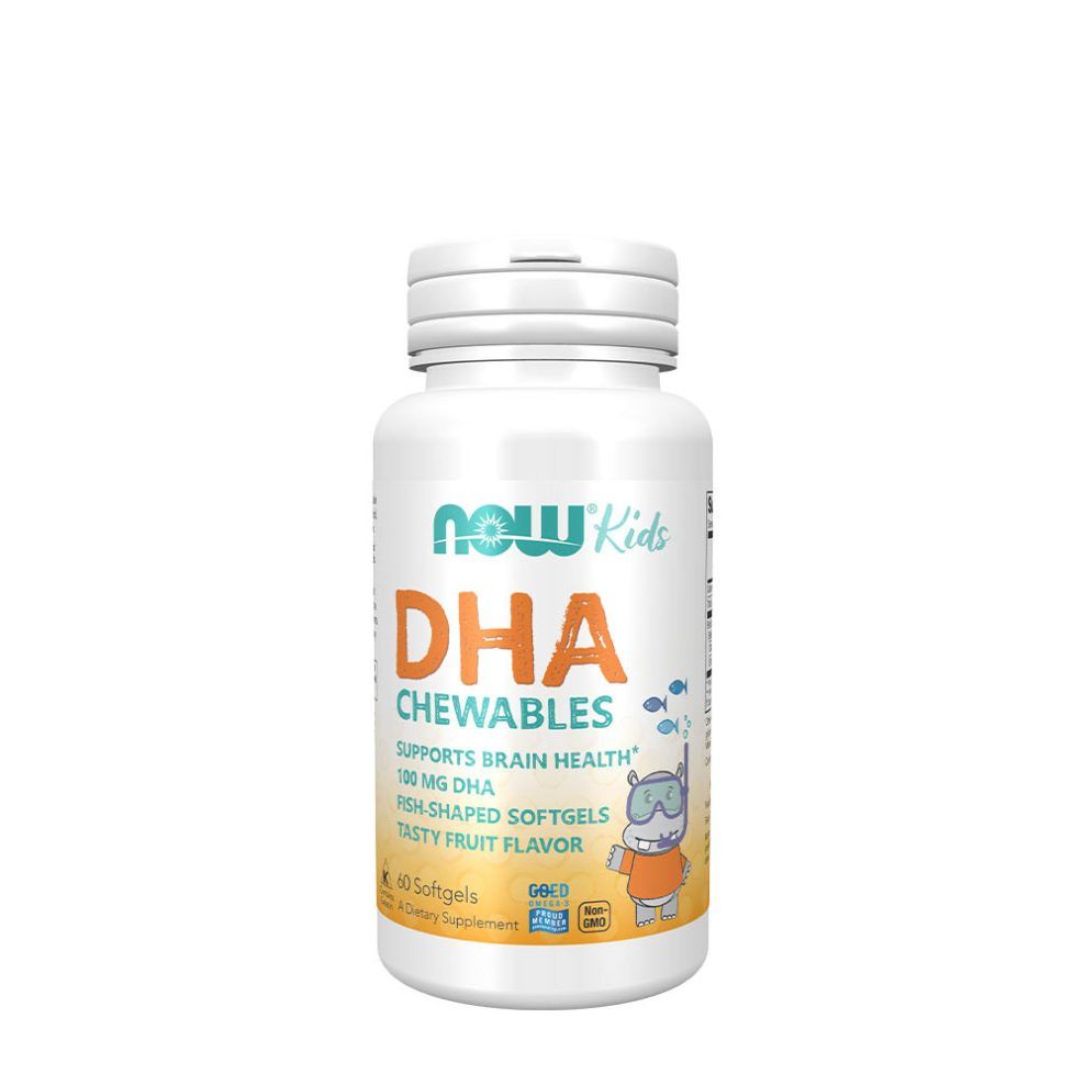 DHA gyerekeknek, Now Foods DHA Kids Chewable Softgels, 60 rágótabletta